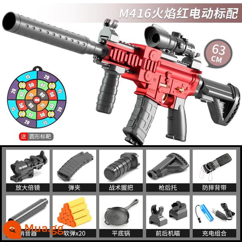 M416 Điện Nổ Mềm Đạn Đồ Chơi Đạn Bé Trai Tay Súng Nhỏ M4 Cơ Chế Trẻ Em Mô Phỏng Trứng Súng - Flame Red M4 Phiên Bản Sạc Điện (Cấu Hình Chuẩn) Tặng 20 Viên Đạn Mềm + Nồi + Đích + Bảo Hiểm Vận Chuyển