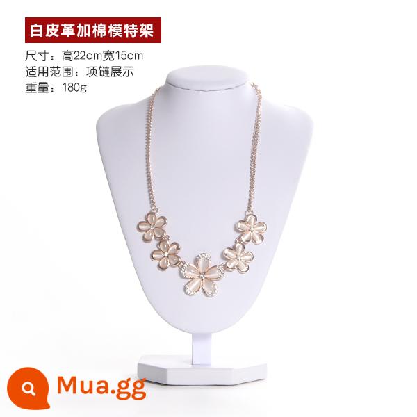 Băng Ngõ Vòng Cổ Đỡ Mặt Dây Chuyền Cổ Khuôn Trang Sức Đứng Hình Nộm Cổ Treo Trang Sức Vòng Cổ Giá Kệ - Da trắng 22 cm