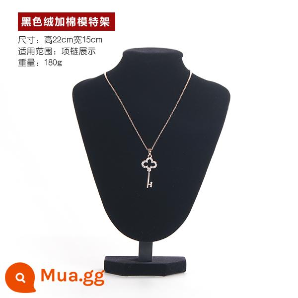 Băng Ngõ Vòng Cổ Đỡ Mặt Dây Chuyền Cổ Khuôn Trang Sức Đứng Hình Nộm Cổ Treo Trang Sức Vòng Cổ Giá Kệ - nhung đen 22cm