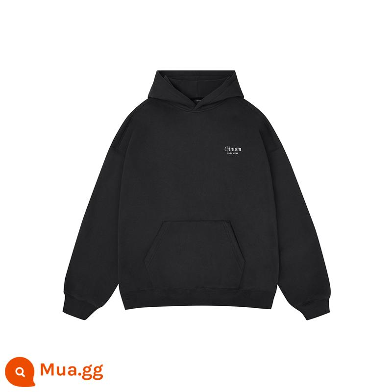 CHINism CH Phong Cách Mỹ Có Mũ Nặng Áo Len Nam Triều Thương Hiệu Dạo Phố Cao Cấp In Chữ Đồng Màu Áo Hoodie Xu Hướng - đen