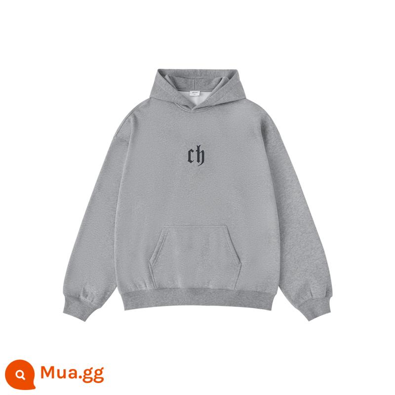 [Cùng phong cách của Zhang Linghe] CHINism CH chữ CH nặng áo trùm đầu nam thương hiệu thủy triều Mỹ áo hoodie đường phố cao cấp - màu xám đen