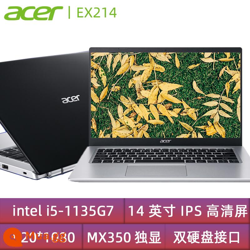 Acer Acer Hummingbird FUN 2022 mới Intel Core thế hệ 12 i7/i5 15.6 inch mỏng nhẹ xách tay máy tính xách tay doanh nhân văn phòng sinh viên lớp học trực tuyến netbook xách tay - EX214:i5-1135G7/MX350 card đồ họa độc lập/14 inch/đen và bạc