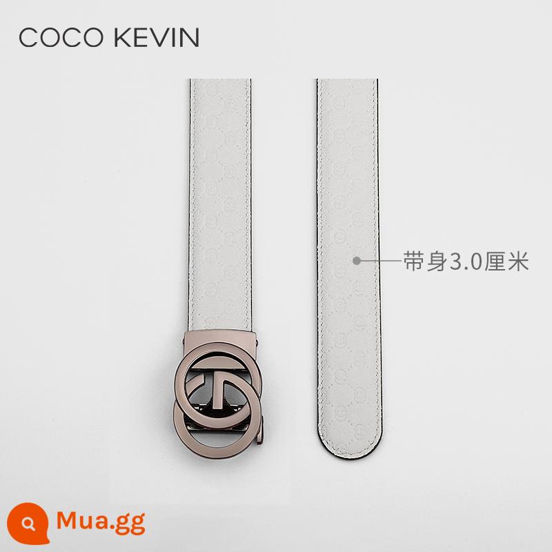 COCO KEVIN Thắt lưng nữ khóa tự động ins phong cách 2023 thắt lưng nữ mới thời trang đai tất cả các trận đấu thủy triều - [Màu súng] Đai trắng 3.0cm