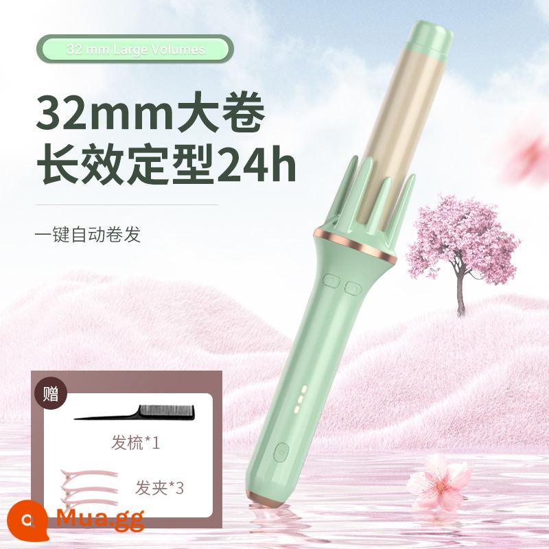 Máy uốn tóc hoàn toàn tự động 32mm khuôn mẫu lâu dài không làm tổn thương tóc xoăn lớn nữ sóng lớn lười tạo tác máy uốn tóc điện - Cuộn cực lớn 32mm màu xanh lá cây hoàn toàn tự động