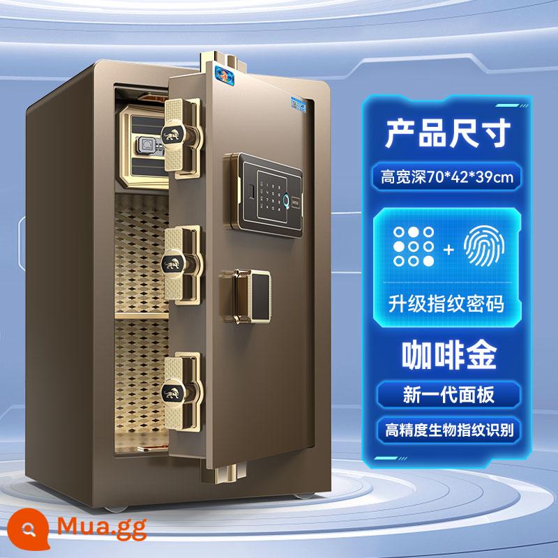 Tiger safe home safe chính thức chống trộm hoàn toàn bằng thép 2023 văn phòng mới thương mại 60/80cm 1,2m mật khẩu vân tay mật khẩu tập tin dung lượng lớn hộp an toàn đầu giường vào tủ quần áo - 70cm cà phê vàng nâng cấp mật khẩu vân tay-tủ bên trong riêng-ủy quyền từ xa