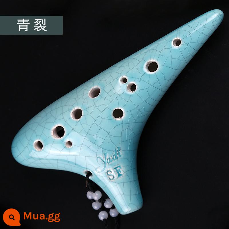 [yadi/雅的] ocarina 12 lỗ SF ocarina mười hai lỗ F-tune chuyên nghiệp dành cho người mới bắt đầu chơi nhạc cụ sinh viên - Vết nứt SF xanh 12 lỗ [đi kèm ocarina nhỏ + tựa tay]