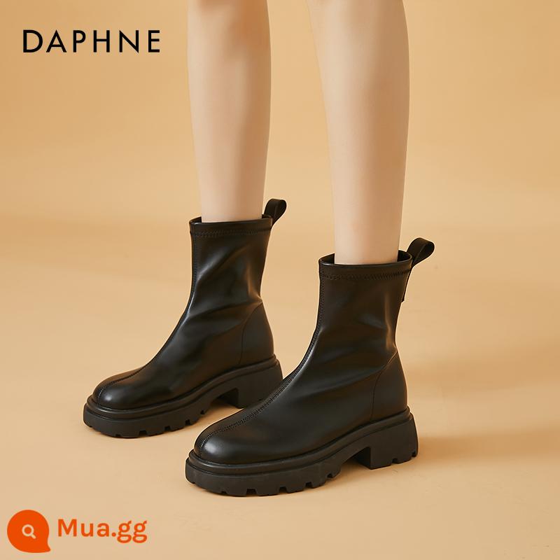 Bốt cổ ngắn siêu hot Daphne bốt nữ thu đông 2022 mùa đông mới hàng Châu Âu lưới đỏ phong cách nóng bỏng cộng nhung đế dày bốt mỏng - vải nhung đen)