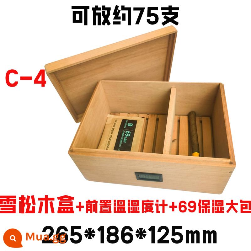 Humidor gỗ đặc nhập khẩu hộp gỗ tuyết tùng Tây Ban Nha hộp gỗ di động xì gà nhà sản xuất hộp tạo độ ẩm xì gà Chunhua - Hộp gỗ tuyết tùng 75 + máy đo độ ẩm phía trước + túi giữ ẩm lớn 265 * 186 * 125MM