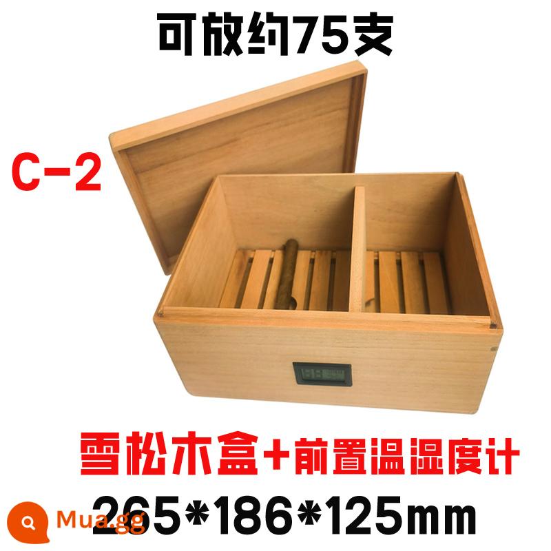 Humidor gỗ đặc nhập khẩu hộp gỗ tuyết tùng Tây Ban Nha hộp gỗ di động xì gà nhà sản xuất hộp tạo độ ẩm xì gà Chunhua - Hộp gỗ tuyết tùng 75 miếng + máy đo độ ẩm phía trước 265 * 186 * 125MM