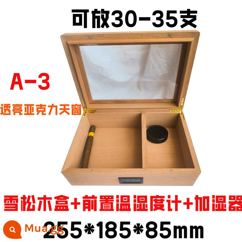 Humidor gỗ đặc nhập khẩu hộp gỗ tuyết tùng Tây Ban Nha hộp gỗ di động xì gà nhà sản xuất hộp tạo độ ẩm xì gà Chunhua - 35 miếng hộp gỗ tuyết tùng trong suốt trên bầu trời + đồng hồ đo nhiệt độ và độ ẩm phía trước + máy tạo độ ẩm 255*185*85MM