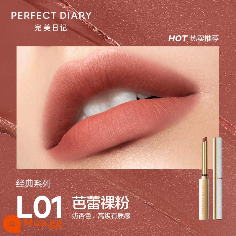 Perfect Diary Small Slim Heel Lipstick Velvet Matte Lipstick Raw Stone Series Nữ White Fluffy Winter Series - HOT [Sữa mơ mềm phun sương] L01 Phấn phủ ballet Ballet