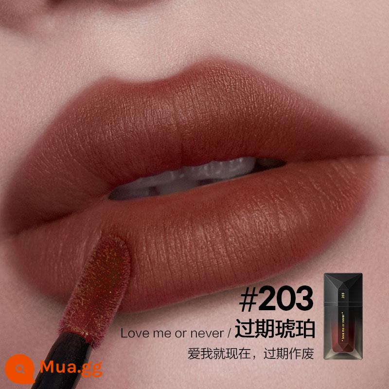 [Mua sớm Double 11] Nhật ký hoàn hảo Danh thiếp Lip Veil Velvet Lip Glaze Matte Lipstick Không phai và không dính vào cốc - 203 hổ phách hết hạn