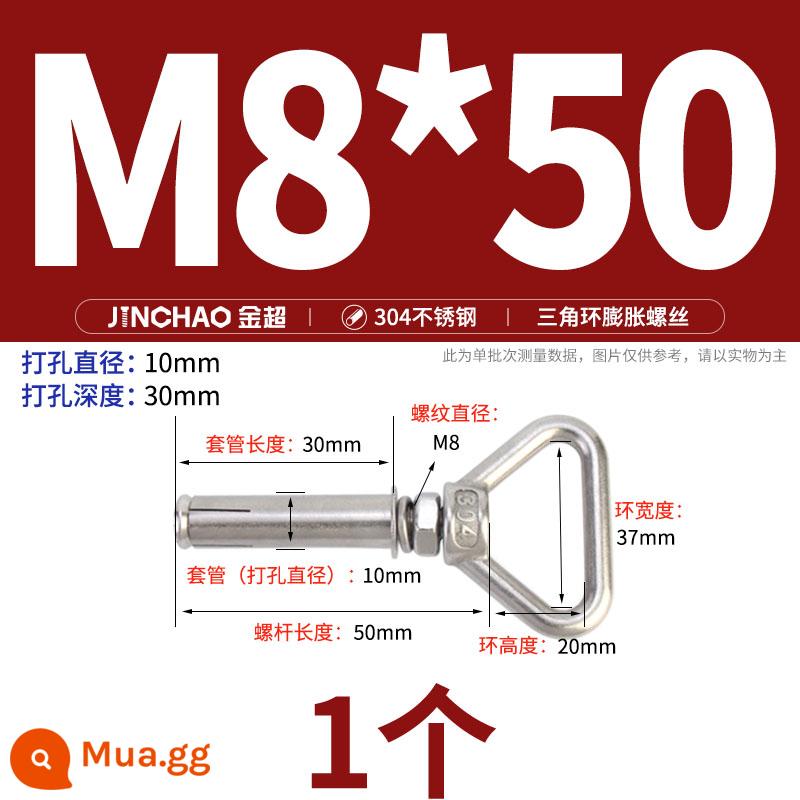 Jinchao 304 vòng thép không gỉ vít mở rộng móc máy nước nóng vít mở rộng M6-M16mm - Vòng nâng hình tam giác M8*50 (1 cái)