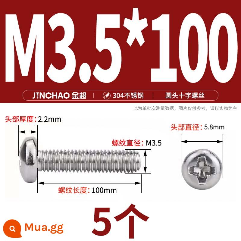 Jinchao 304 vít thép không gỉ chéo đầu chảo mở rộng bu lông đầu tròn M2M2.5M3M4M5M6M8M10 - M3.5*100(5 cái