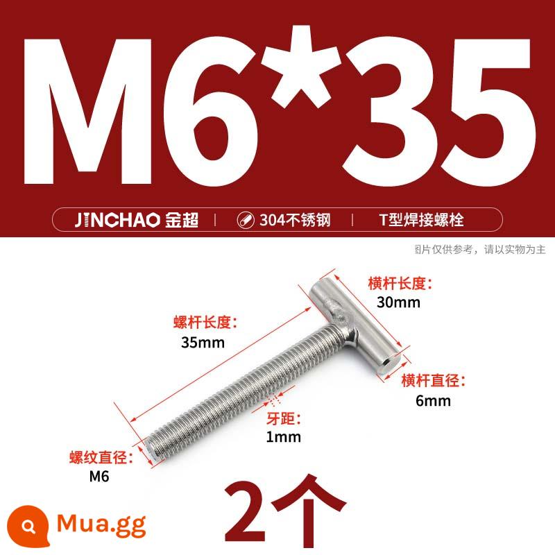 Vít hàn chữ T inox 304 Vít hàn chữ T Bu lông chữ T M4M5M6M8M10M12 - M6*35(2 cái)