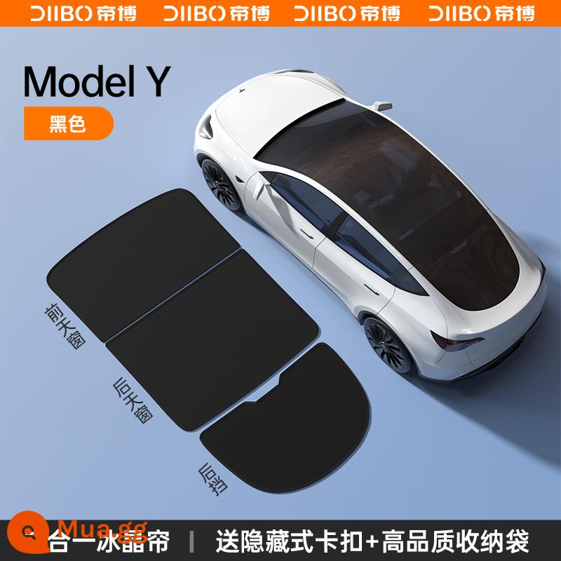 Thích hợp cho Tesla tấm che nắng ModelY/3 cửa sổ trời tấm che nắng trên rèm kem chống nắng khối Ya sửa đổi phụ kiện ô tô điều tốt - SF Express Giao hàng trong ngày★Đen [Mẫu Y Cửa sổ trời + Kính chắn gió phía sau] Rèm làm mát bằng pha lê băng 2 trong 1