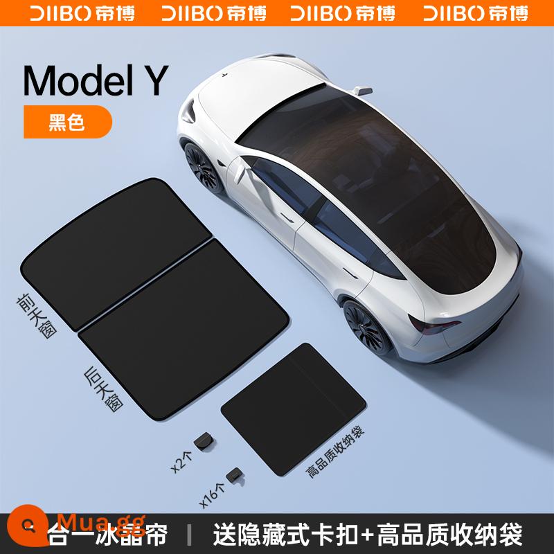 Thích hợp cho Tesla tấm che nắng ModelY/3 cửa sổ trời tấm che nắng trên rèm kem chống nắng khối Ya sửa đổi phụ kiện ô tô điều tốt - SF Giao hàng trong ngày★Đen [Mẫu Y Cửa sổ trời] Rèm làm mát bằng pha lê băng 2 trong 1