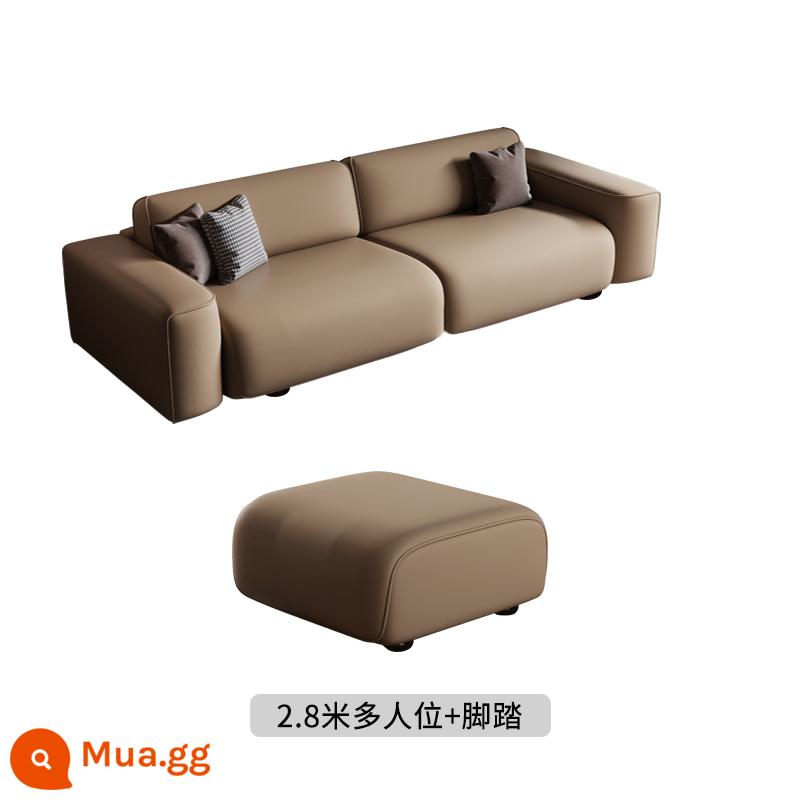 Sofa da đơn giản phòng khách Căn hộ nhỏ tối giản trong khối đậu phụ đỏ Nordic thẳng, gió im lặng, ba người, bốn người - Nhận xét màu sắc đa chỗ ngồi + bàn đạp chân dài 2,8 mét