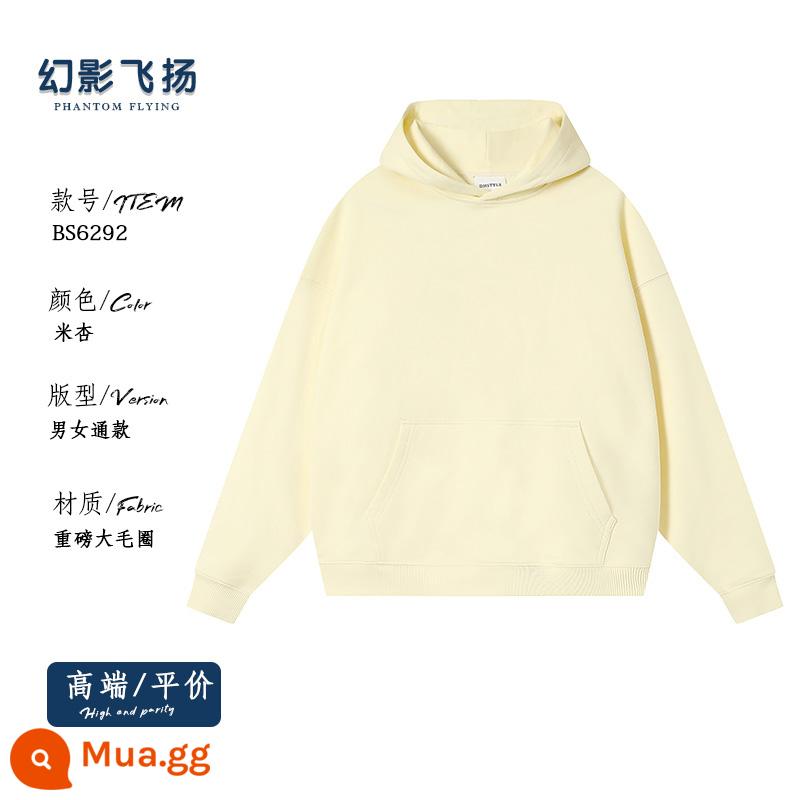 Áo thun cotton có mũ trùm đầu giản dị cao cấp tùy chỉnh dày lệch vai đồng phục lớp in logo thu đông dài tay áo khoác - Mi Xing—BS6292