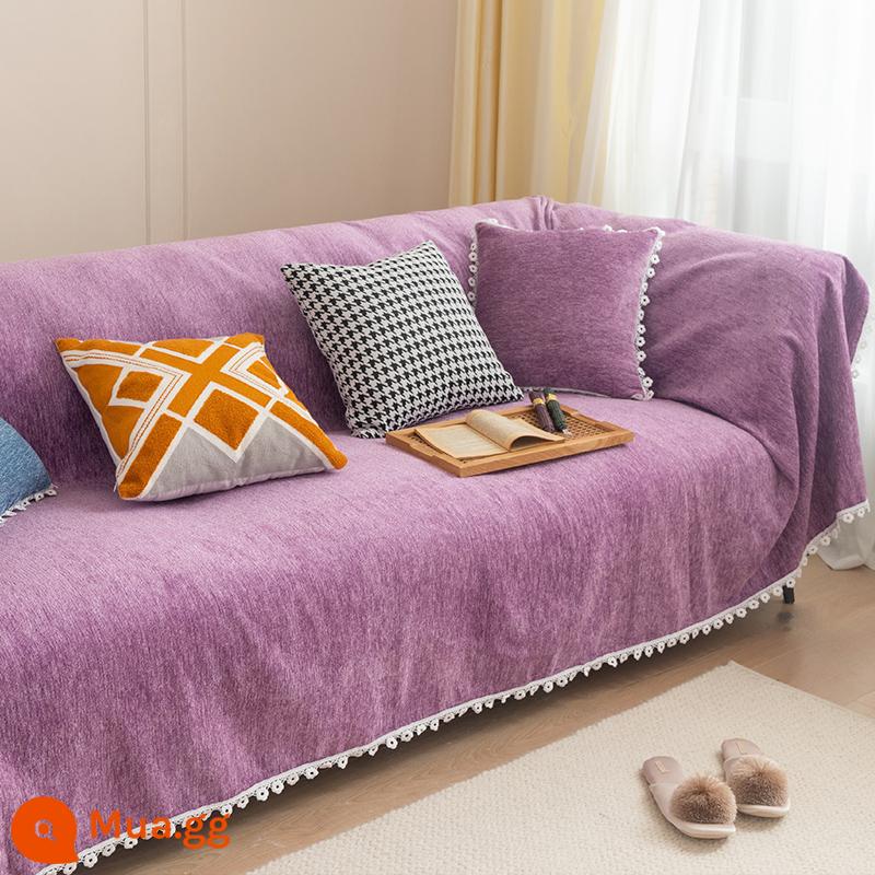 Nam Việt Quất Nhà Bắc Âu Ins Voan Sofa Khăn Full Đa Năng Ghế Sofa Đệm Tất Cả Ghế Sofa Bọc Ghế Sofa - JiaY-Dâm Bụt tím (cạnh cúc)