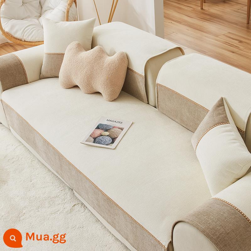 Nam Việt Quất Màu Sắc Tự Nhiên Series Voan Sofa Đệm Bốn Mùa Đa Năng Sofa Phòng Khách Miếng Bọc Ghế Sofa Khăn Bao - qian·Dòng màu tự nhiên Kem trắng