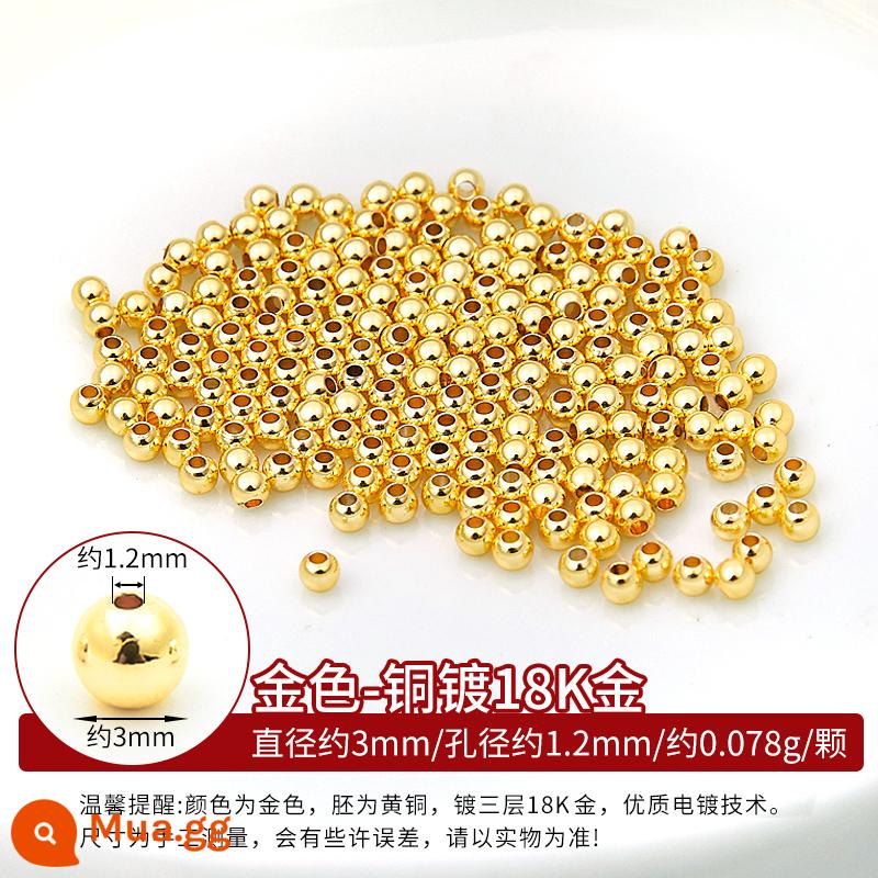 Đồng mạ vàng 18k hạt rời hạt DIY phụ kiện còng tay xâu chuỗi hạt đồng vàng 14K hạt vàng nhỏ miếng đệm chất liệu - Hạt đồng-vàng 18K-3mm-khoảng 98-100 hạt