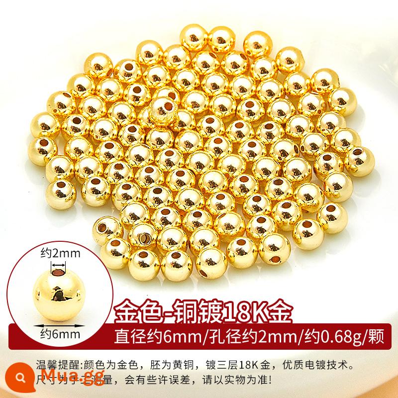 Đồng mạ vàng 18k hạt rời hạt DIY phụ kiện còng tay xâu chuỗi hạt đồng vàng 14K hạt vàng nhỏ miếng đệm chất liệu - Hạt đồng-vàng 18K-6mm-khoảng 98-100 hạt