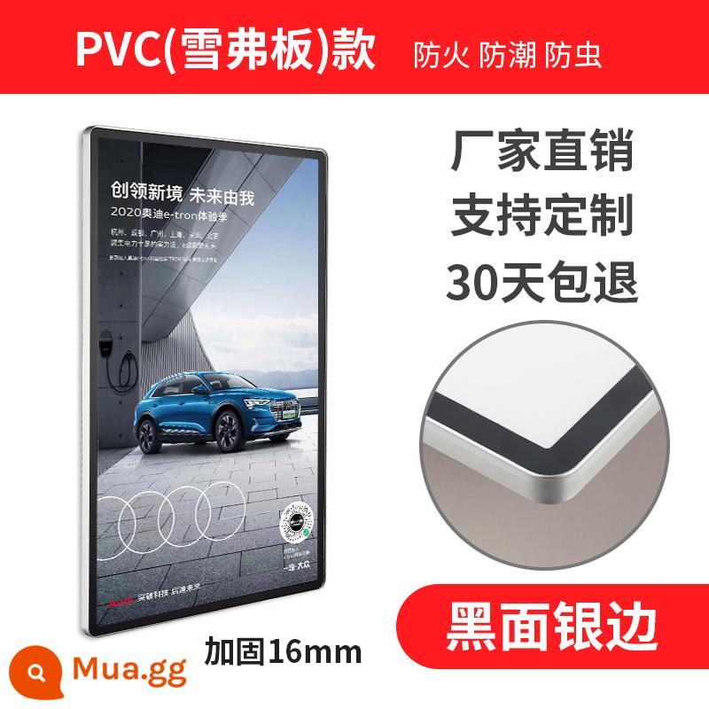 Khung quảng cáo thang máy khung tranh hợp kim nhôm đóng khung khung ảnh a3a4 treo tường khung trưng bày từ tính tròn hút từ tính khung poster - Cạnh bạc và bề mặt đen (model 1,5cmpvc)