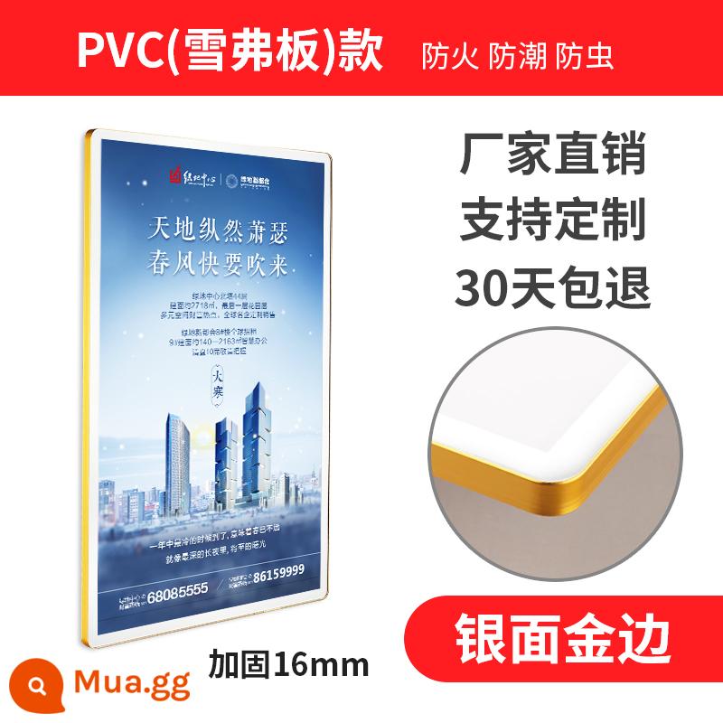 Khung quảng cáo thang máy khung tranh hợp kim nhôm đóng khung khung ảnh a3a4 treo tường khung trưng bày từ tính tròn hút từ tính khung poster - Bề mặt bạc viền vàng (model 1,5cmpvc)