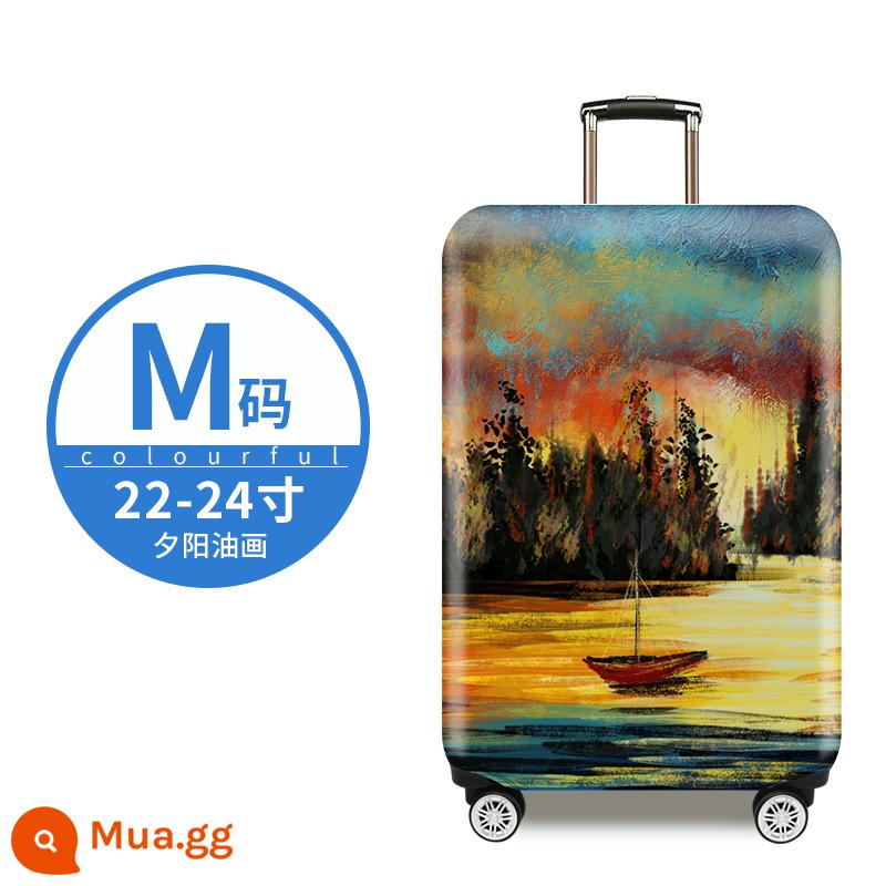 Dày Chịu Mài Mòn Vali Bảo Vệ Xe Đẩy Du Lịch Vali Da Phối Bụi 20/24/26/28/29 Inch - Tranh sơn dầu hoàng hôn cỡ M [Bìa hộp]