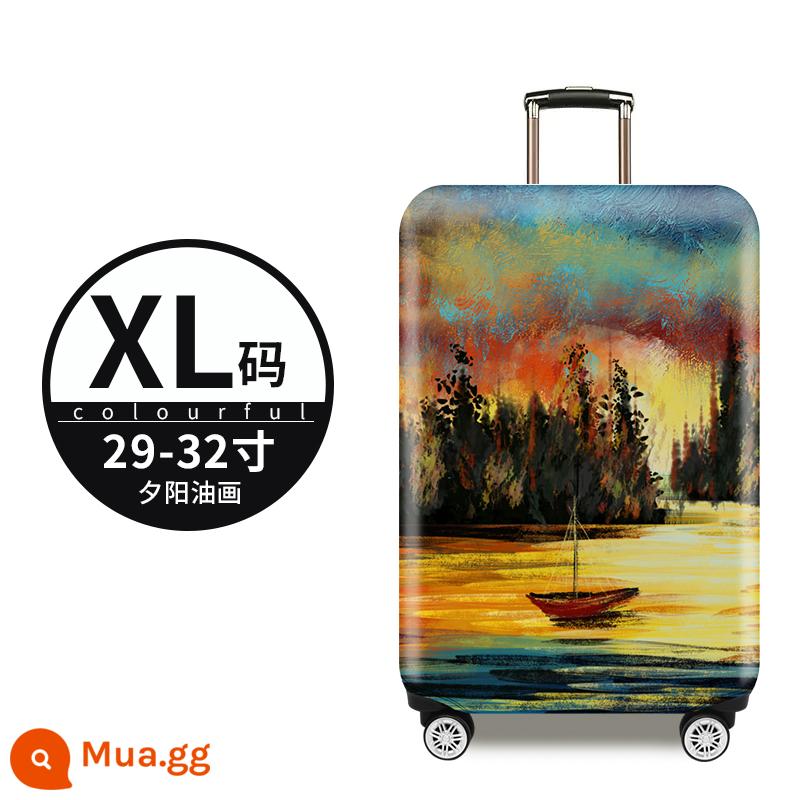 Dày Chịu Mài Mòn Vali Bảo Vệ Xe Đẩy Du Lịch Vali Da Phối Bụi 20/24/26/28/29 Inch - Tranh sơn dầu hoàng hôn size XL [bìa hộp]