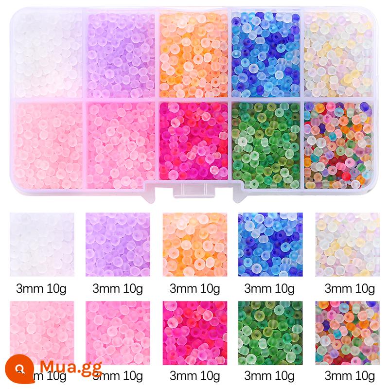 Gạo hạt sequins ngọc trai giả chất liệu túi beading handmade tự làm chất liệu làm vòng cổ tay bông tai đính cườm rời hạt - Hạt gạo mờ trong suốt cao cấp 3mm 1 hộp