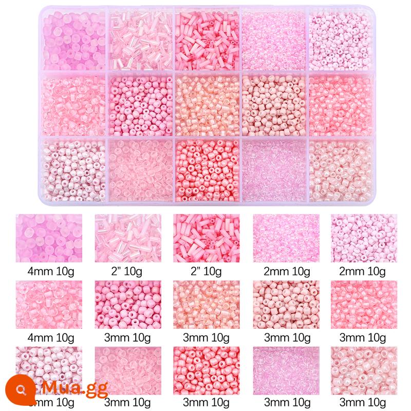 Gạo hạt sequins ngọc trai giả chất liệu túi beading handmade tự làm chất liệu làm vòng cổ tay bông tai đính cườm rời hạt - Hồng 15 ô 1 hộp