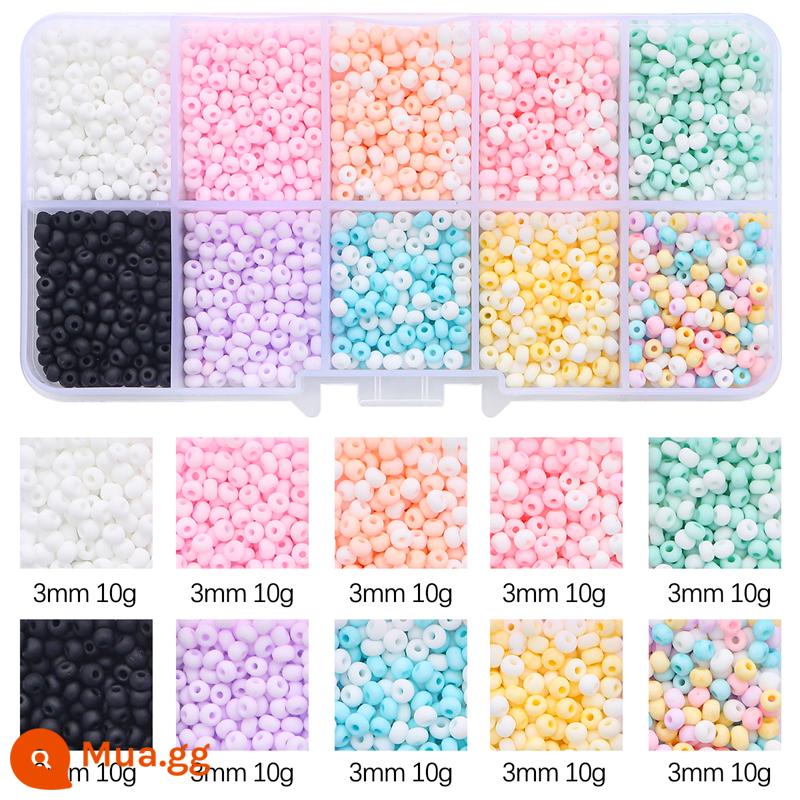 Gạo hạt sequins ngọc trai giả chất liệu túi beading handmade tự làm chất liệu làm vòng cổ tay bông tai đính cườm rời hạt - Hạt gạo mờ khoáng 3mm 1 hộp