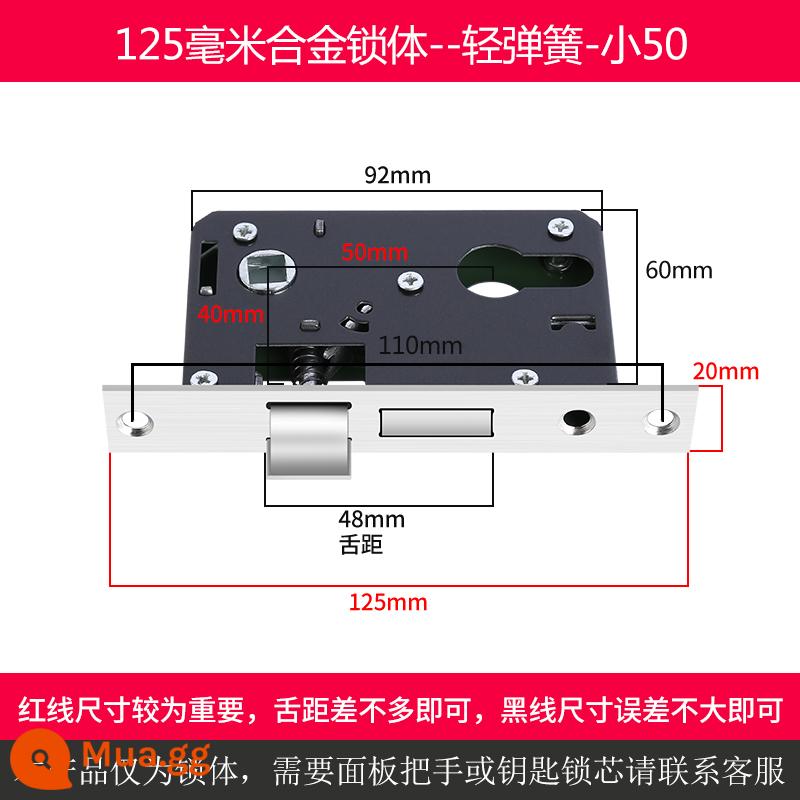 Trong nhà cửa gỗ thân khóa đa năng nhỏ 50 lớn 50 58 im lặng khóa thép không gỉ lưỡi nhà phòng ngủ lõi khóa phụ kiện - Thân hợp kim nhỏ 50 dài 125mm