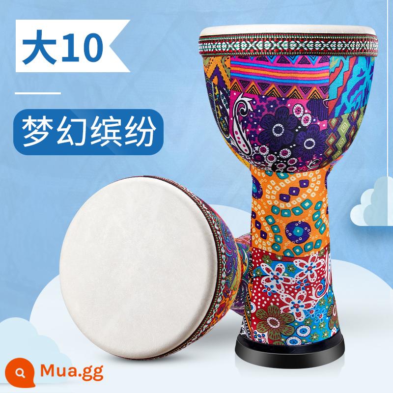 Thung lũng phía trước trống Châu Phi 8 inch dành cho trẻ em nữ mẫu giáo tambourine dành cho người mới bắt đầu nhạc cụ di động nhẹ tiêu chuẩn 8,5/10 inch - [Đầy màu sắc huyền ảo] Quà tặng lớn 10+