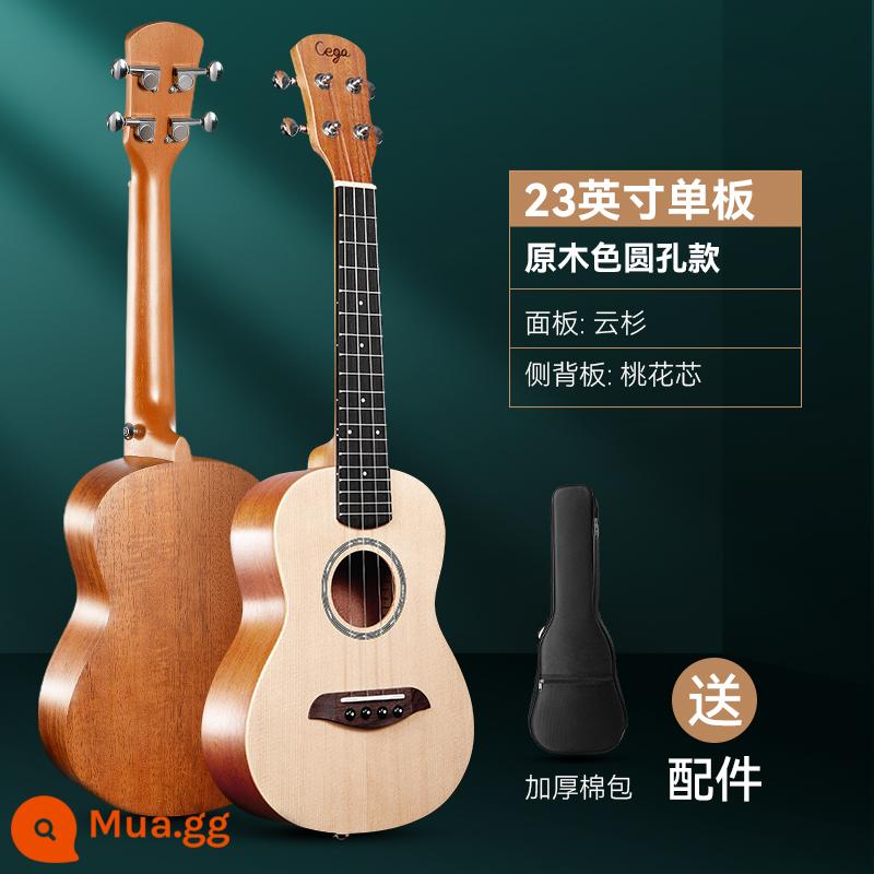 cega ukulele người mới bắt đầu 23 inch đàn ông và phụ nữ nhập cảnh chính thức hàng đầu cửa hàng ukulele đàn guitar nhỏ của trẻ em - Lỗ tròn màu gỗ nguyên khối 23 inch + phụ kiện + túi biểu diễn