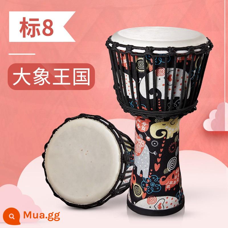 Thung lũng phía trước trống Châu Phi 8 inch dành cho trẻ em nữ mẫu giáo tambourine dành cho người mới bắt đầu nhạc cụ di động nhẹ tiêu chuẩn 8,5/10 inch - [Vương quốc voi] Phần thưởng tiêu chuẩn 8+