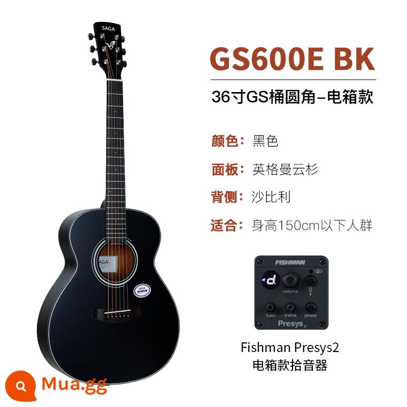 sagasf600 guitar cho người mới bắt đầu saga saga600 ballad hộp điện 41 inch log guitar nam và nữ - GS600E BK/36 inch/đen/model hộp điện