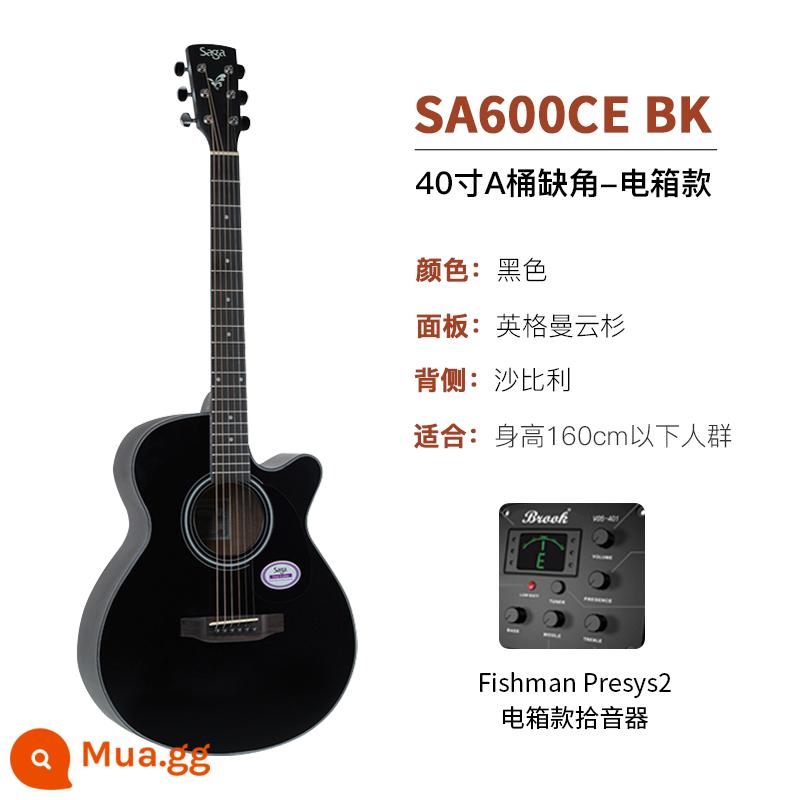 sagasf600 guitar cho người mới bắt đầu saga saga600 ballad hộp điện 41 inch log guitar nam và nữ - SA600CE BK/40 inch/đen/model hộp điện