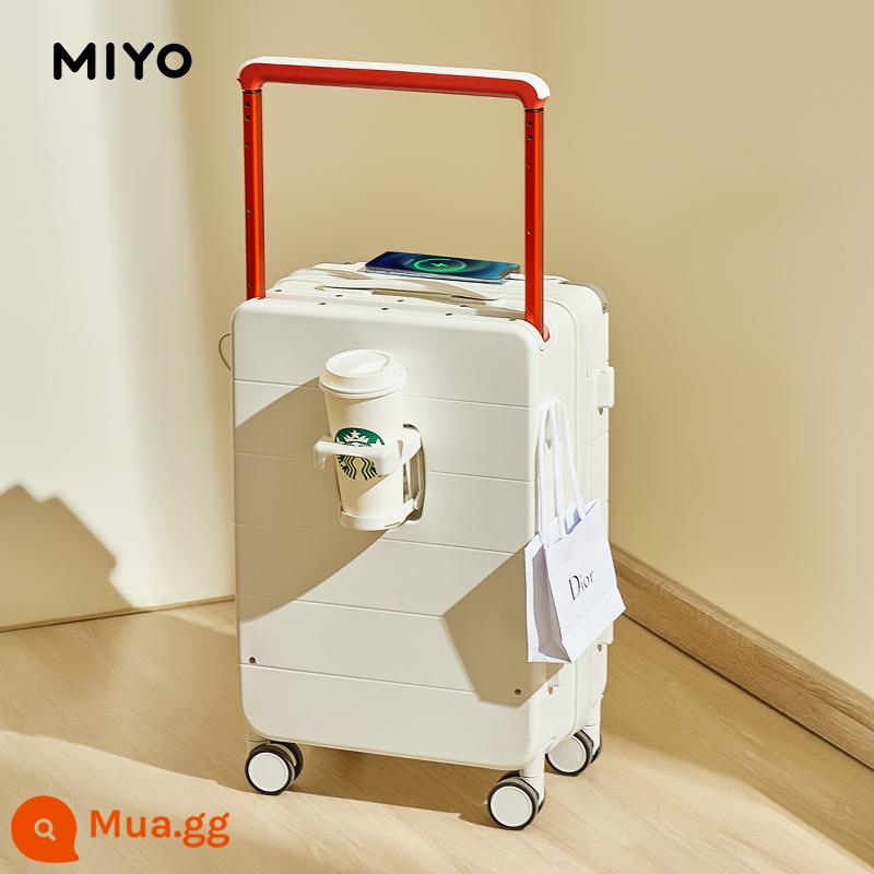 Vali xe đẩy MIYO rộng vali nữ 2022 mới vali da mật khẩu lên máy bay vali bé trai 24 inch - màu trắng thanh lịch