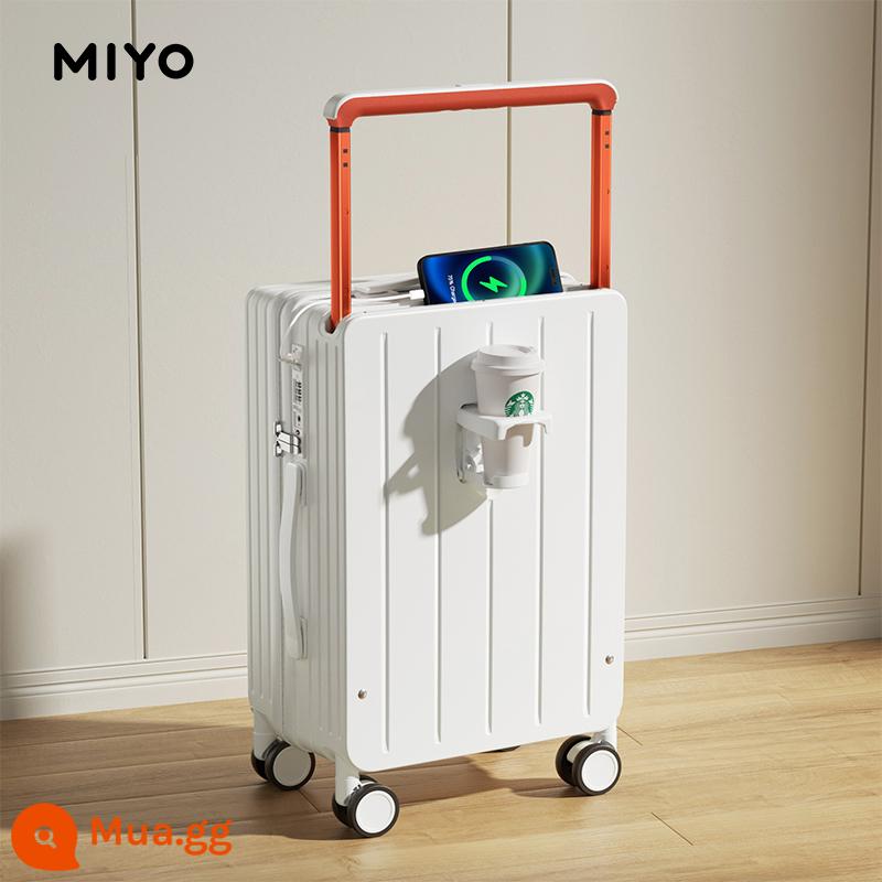 Vali xe đẩy MIYO rộng vali nữ 2022 mới vali da mật khẩu lên máy bay vali bé trai 24 inch - Màu trắng thanh lịch [sọc dọc]