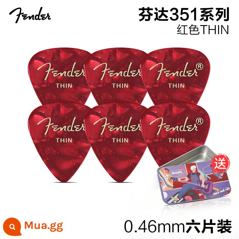 6 mảnh Fender Fender 351 celluloid ballad đàn guitar điện phím gảy tốc độ chơi chống trượt mùa xuân mảnh GỌI - [Gói sáu chiếc] Đỏ 0,46MM+ đi kèm hộp sắt