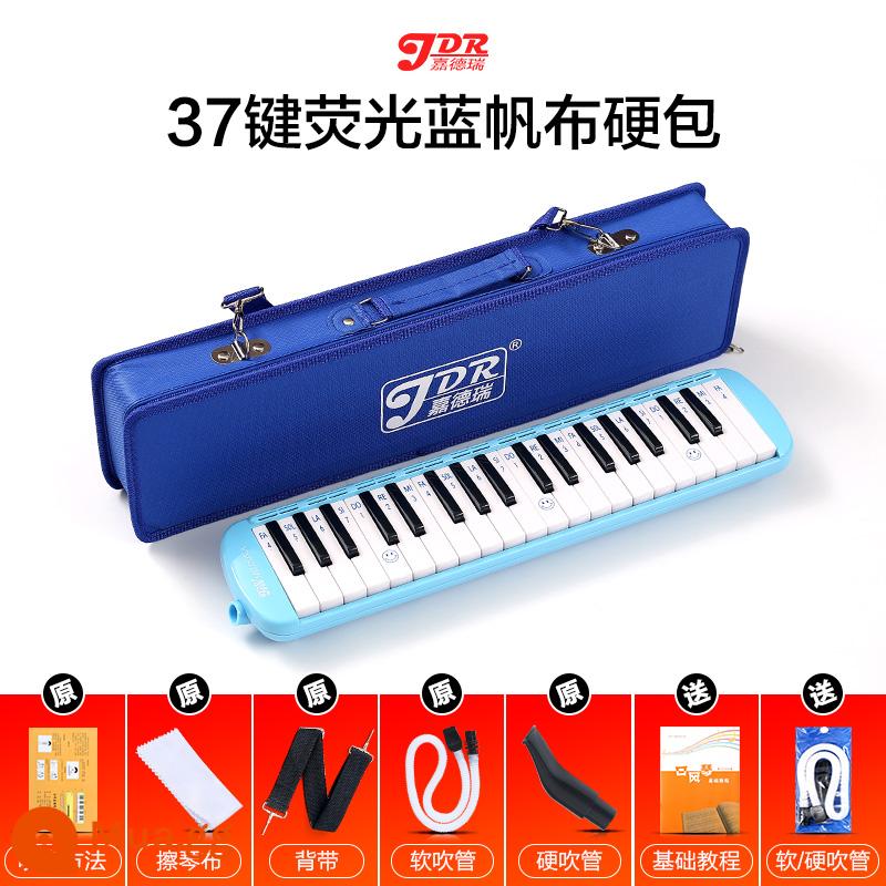 Jiaderui melodica học sinh tiểu học 37 phím với nhạc cụ gió cấp độ biểu diễn chuyên nghiệp dành cho người mới bắt đầu trẻ em nam nữ trưởng thành - 37 chìa khóa xanh - túi cứng] tài liệu giảng dạy + 2 bộ bộ ống thổi