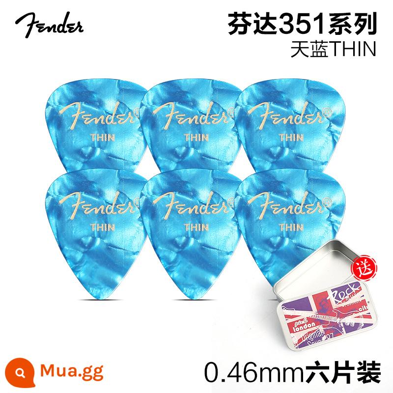 6 mảnh Fender Fender 351 celluloid ballad đàn guitar điện phím gảy tốc độ chơi chống trượt mùa xuân mảnh GỌI - [Gói Sáu] Xanh Da Trời 0.46MM + Hộp Sắt