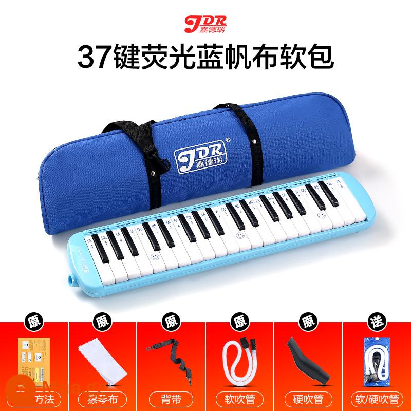 Jiaderui melodica học sinh tiểu học 37 phím với nhạc cụ gió cấp độ biểu diễn chuyên nghiệp dành cho người mới bắt đầu trẻ em nam nữ trưởng thành - Túi mềm màu xanh 37 phím] 2 bộ ống thổi