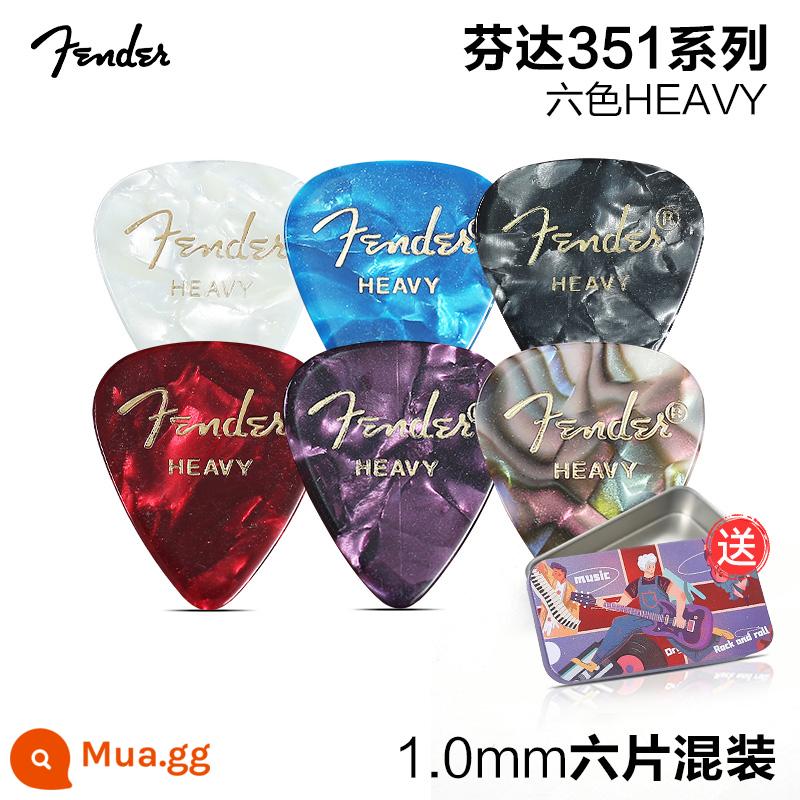 6 mảnh Fender Fender 351 celluloid ballad đàn guitar điện phím gảy tốc độ chơi chống trượt mùa xuân mảnh GỌI - [Gói sáu] Mỗi chiếc có sáu màu 1.0MM+ đi kèm với hộp sắt