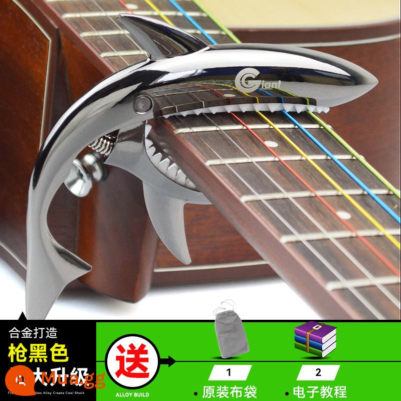 Đàn guitar dân gian chuyển vị clip đàn guitar điện gỗ phụ kiện biến âm thanh clip cá mập phổ kim loại cá tính sáng tạo bắt sóng - [Phong cách cực lớn] Súng đen + Túi vải