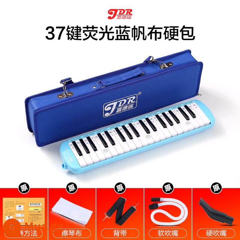 Jiaderui melodica học sinh tiểu học 37 phím với nhạc cụ gió cấp độ biểu diễn chuyên nghiệp dành cho người mới bắt đầu trẻ em nam nữ trưởng thành - Túi cứng xanh 37 chìa] 1 bộ ống thổi