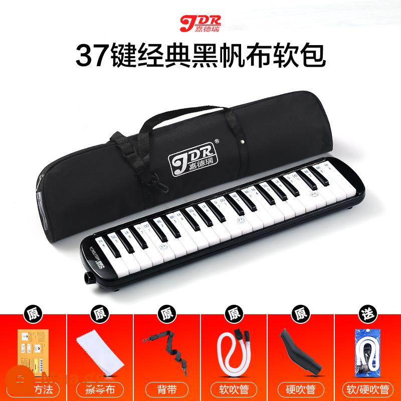 Jiaderui melodica học sinh tiểu học 37 phím với nhạc cụ gió cấp độ biểu diễn chuyên nghiệp dành cho người mới bắt đầu trẻ em nam nữ trưởng thành - Túi mềm đen 37 phím] 2 bộ ống thổi